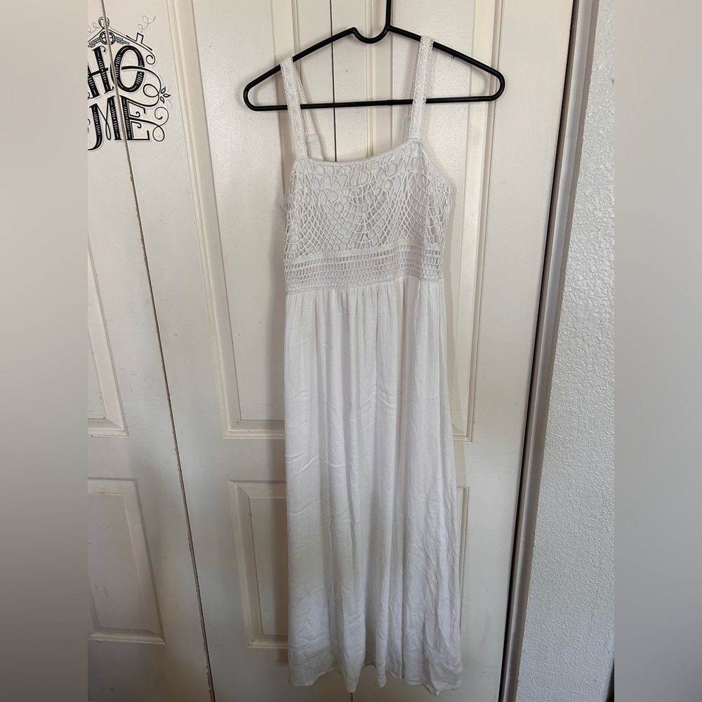 Sincerely Jules Crochet Top White Summer Maxi Dress Size X-Small